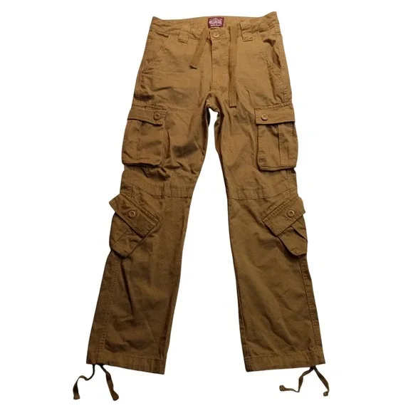Matchstick Cargo Pants Utility Outdoor Hiking Travel Workwear Khaki Skater 34x30 - Picture 1 of 16